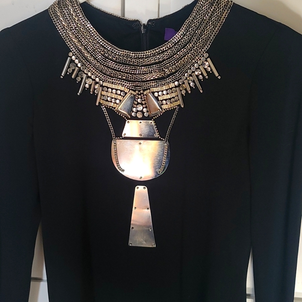 PURPUL LABEL NWOT Runway collection💜  jeweled necklace inlaid in SILVER metal - Picture 5 of 12